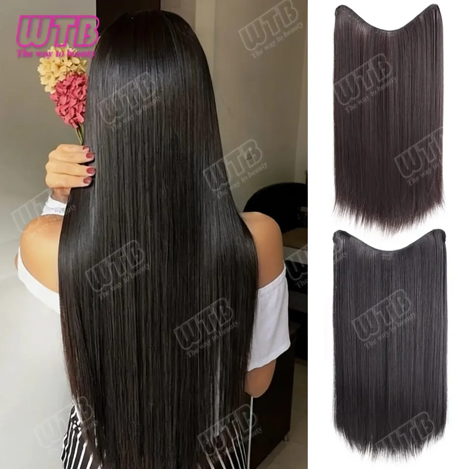 WTB Straight Hair Extensions Synthetic Wigs BB Clip Style V-Shaped Straight Hair Extensions Suitable for Women for Daily Wear — image 1