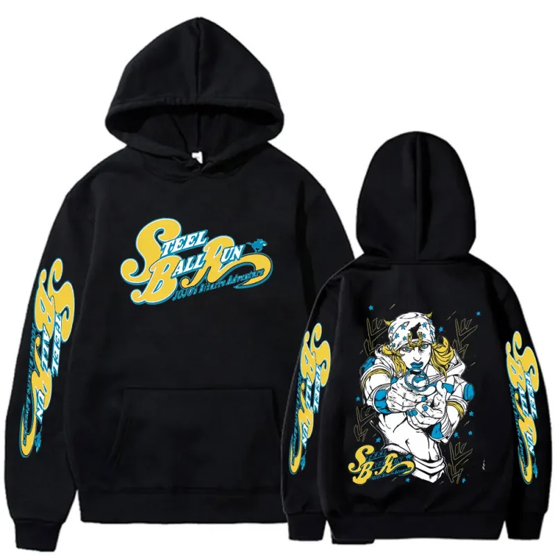 Anime Jojo Bizarre Adventure STEEL BALL RUN Jonathan Joestar Hoodies Men Women Clothing Hip Hop Oversized Hooded Sweatshirts — image 1
