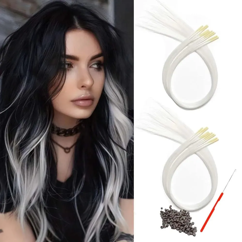 20roots 16inch I-tip Fusion colorful Synthetic Hair Extensions with crochet hook and ring Y2K style