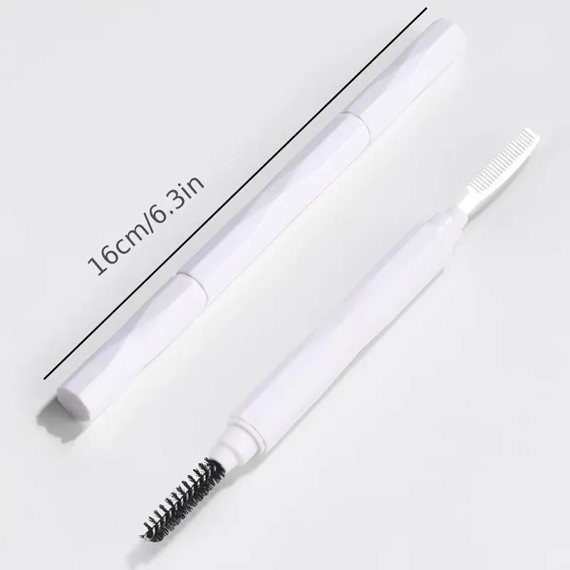 (N) 1Pc Eyebrow Make Up Brushes Dual Ended Brow Comb Makeup Brush Stainless Steel Eye Lashes Roller Eyelashes White Beauty Tool