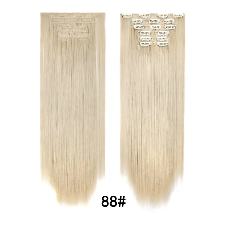 24Inch Clip in Hair Extensions Invisible Synthetic Extension 6PCS Long Straight Heat Resistant Clips on Hairpieces for Women — image 31