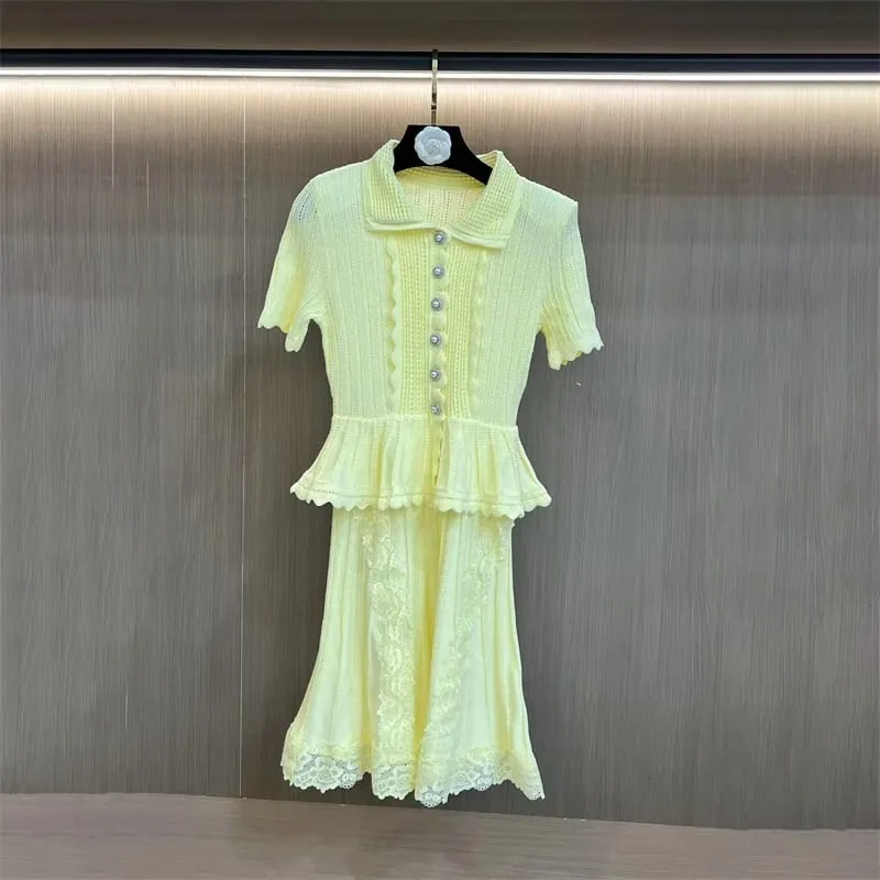 Y2K Summer New Arrival Elegant Knitted Mock Two-Piece Short Dress High-Quality Women's Fashion Casual Sweet Holiday Mini Skirt — image 4