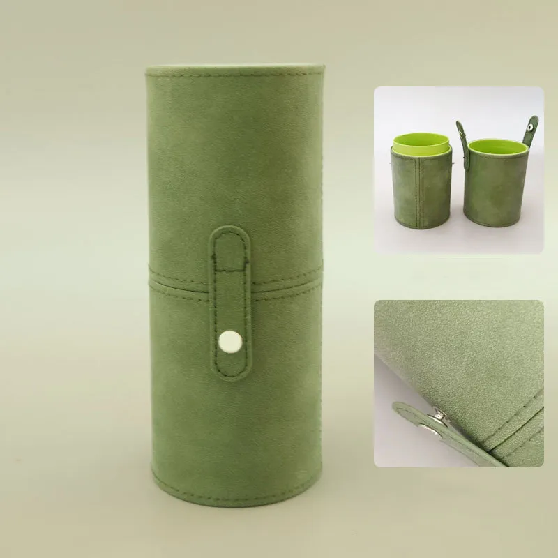 Balde de escova de maquiagem de couro do plutônio portátil viagem saco cosmético multi-função à prova de poeira à prova ddustágua cilindro de escova de maquiagem — image 5