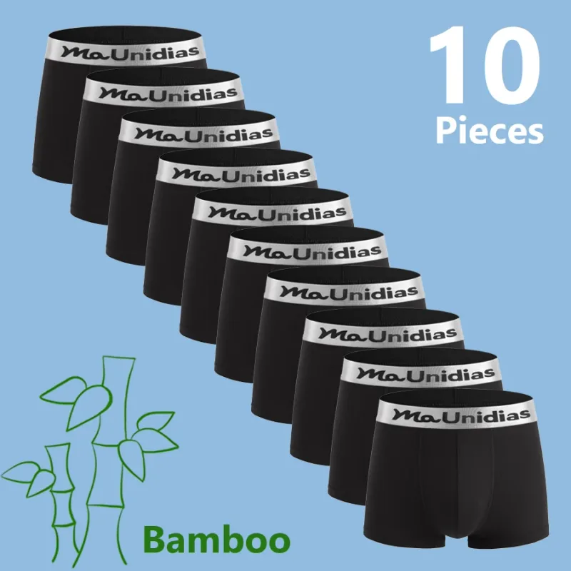 10 Pieces Bamboo Fiber Men's Underpants Solid Color Boxer Briefs Breathable Boxers Underwear Man Stretch Men Panties