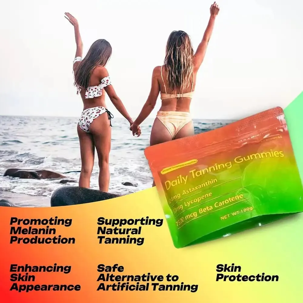 Tanning Gummies for Women & Men | Sun Tan Tanning Supplement with Astaxanthin Lycopene Multivitamins | Skin Radiance HYdration