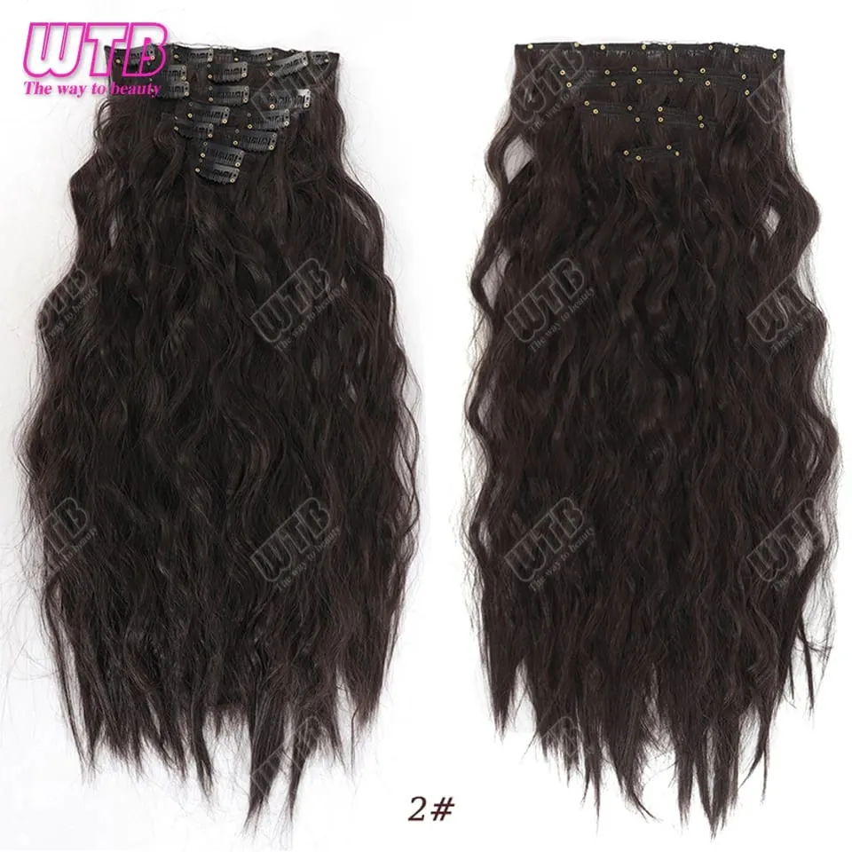 Synthetic 16 Clips in Hair Extensions Long Wavy Hairstyle Blonde Black Hairpieces Heat Resistant False Hair Daily Use — image 8