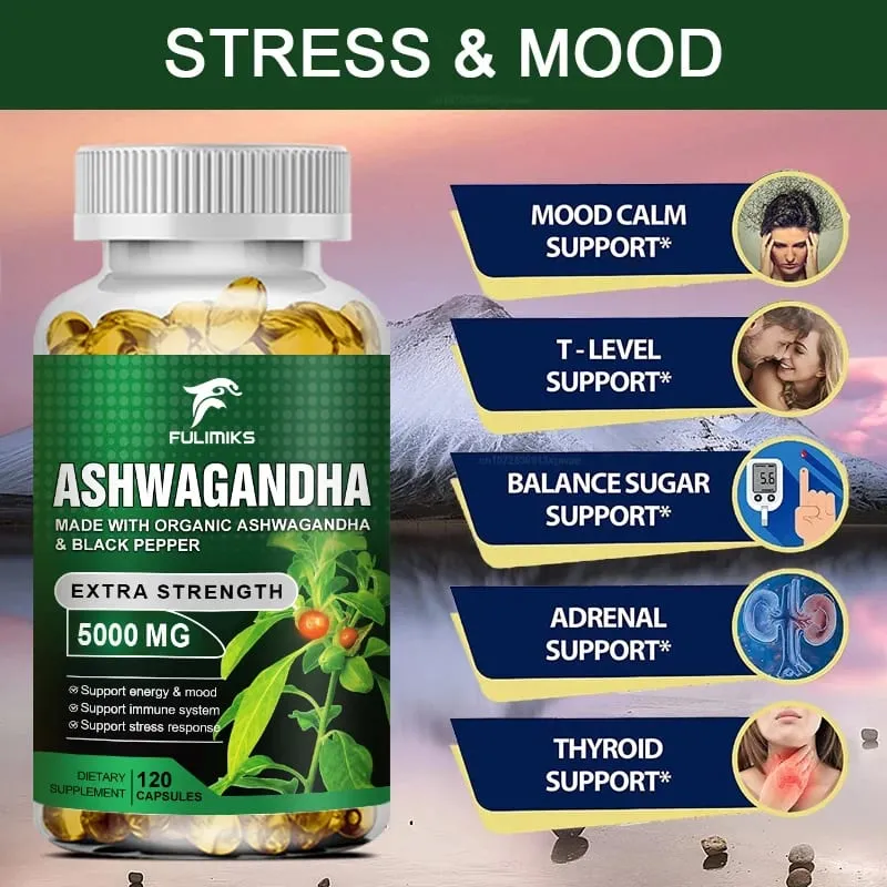 【1개 구매 시 1개 무료】KSM 66 Ashwagandha 뿌리 추출물 캡슐 5000mg(MACA 함유) - 수면 건강 스트레스 집중 두뇌 에너지 지원 — image 5