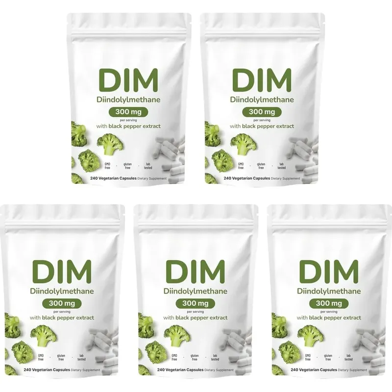 DIM Diindolylmethane Vegetarian Capsules with Black Pepper Extract GMO Free Gluten Free 240 Capsules — image 11