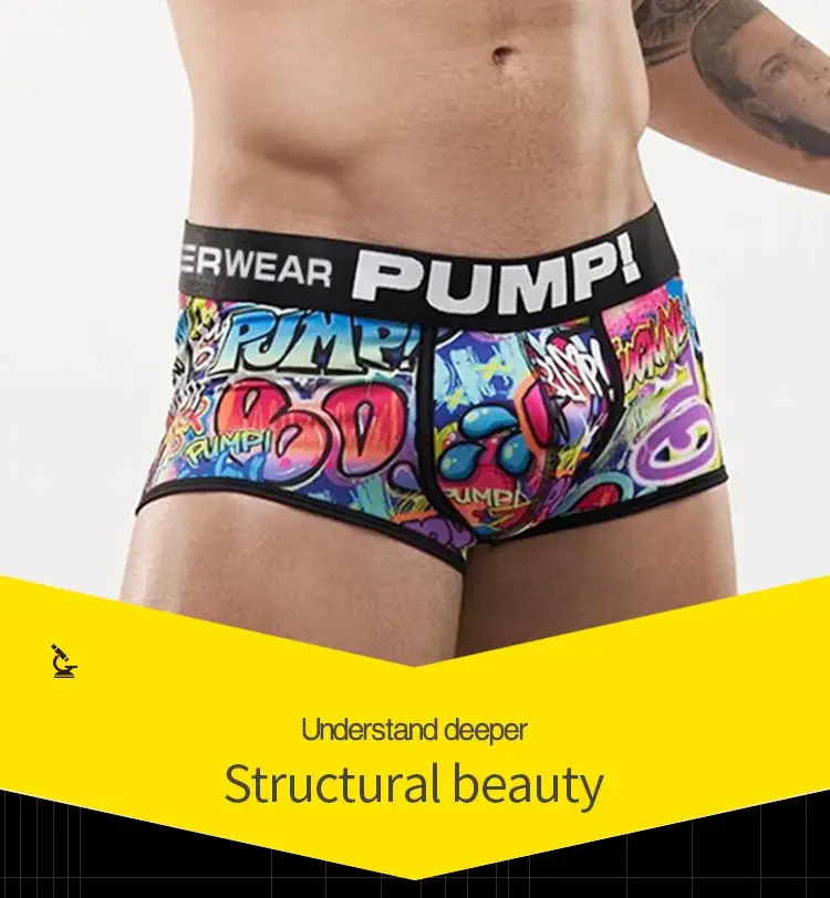 Cueca boxer masculina de mistura de algodão e nylon, cueca boxer com estampa graffiti, cintura elástica larga, não apertada, roupa íntima esportiva, 1 peça