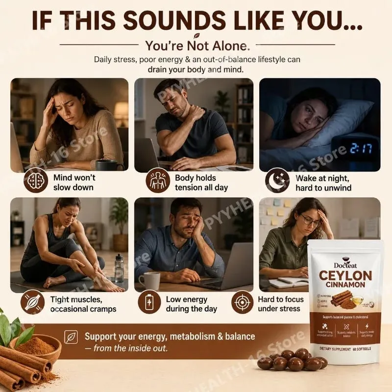 Ceylon Cinnamon Softgels with Vitamin B6 MCT Oil Supports Balanced Glucose and Cholesterol Metabolic Balance Energy 60 Softgels