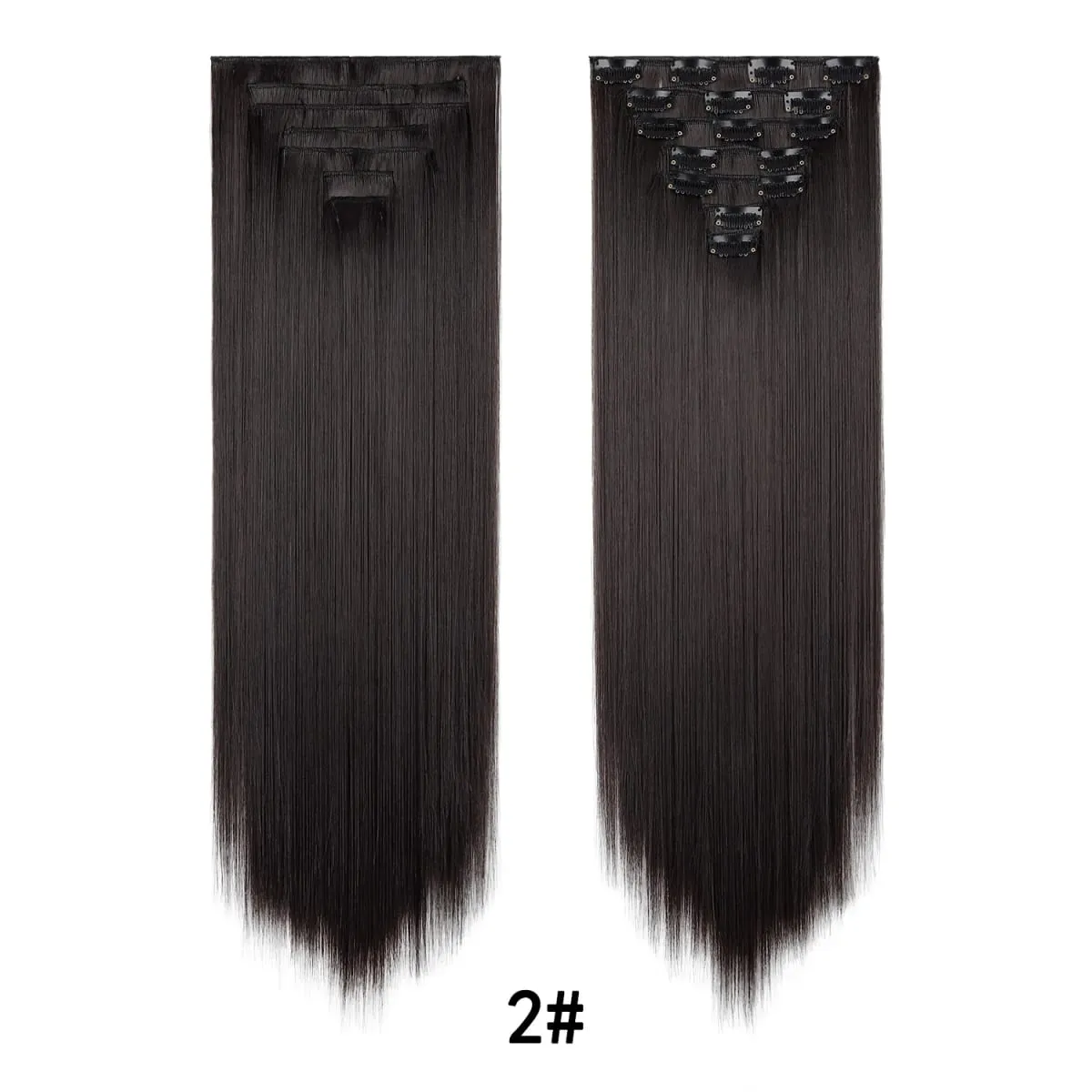 24 Inch Clip-in Hair Extensions 7 Pcs Long Straight Synthetic Hair Extensions Invisible Clip-ins Hairpieces for Women Daily — image 14