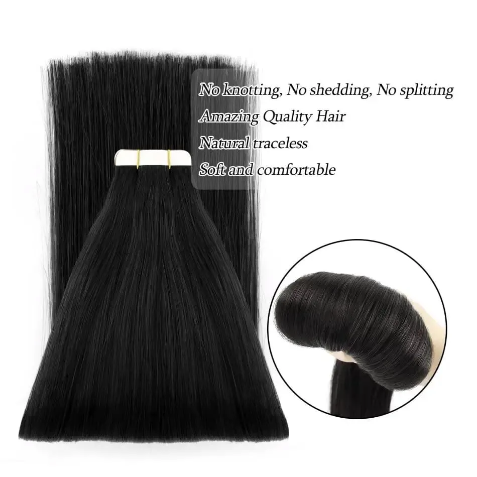 Tape in Hair Extensions Human Hair 16-26 Inch 50g 20pcs Skin Weft Seamless Tape in Real Remy Straight Hair for Women Daily Use