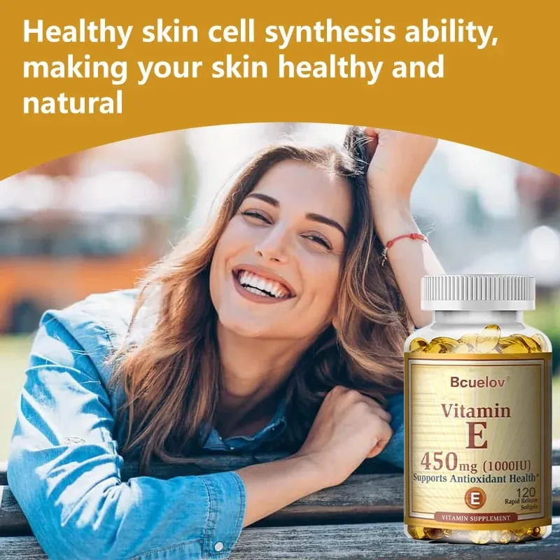 Vitamin E Supplement Capsules- 1000 IU - Promote Skin Immunity and Heart Health Help Blood Circulation Gluten-free — image 6