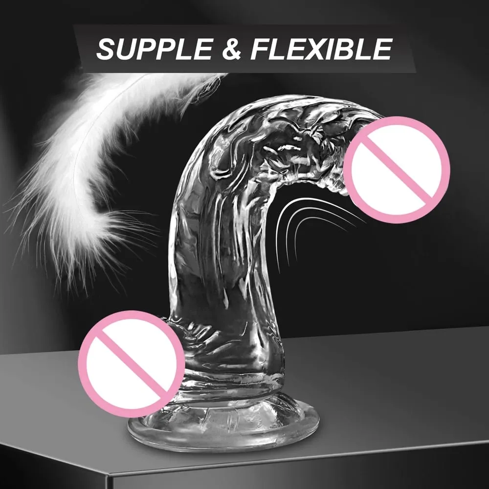 Makatotohanang Soft Dildo para sa mga Babaeng Baguhan Transparent na Ari na may Malakas na Suction Cup Hands-Free Play para sa Adult Sex Masturbator — image 2