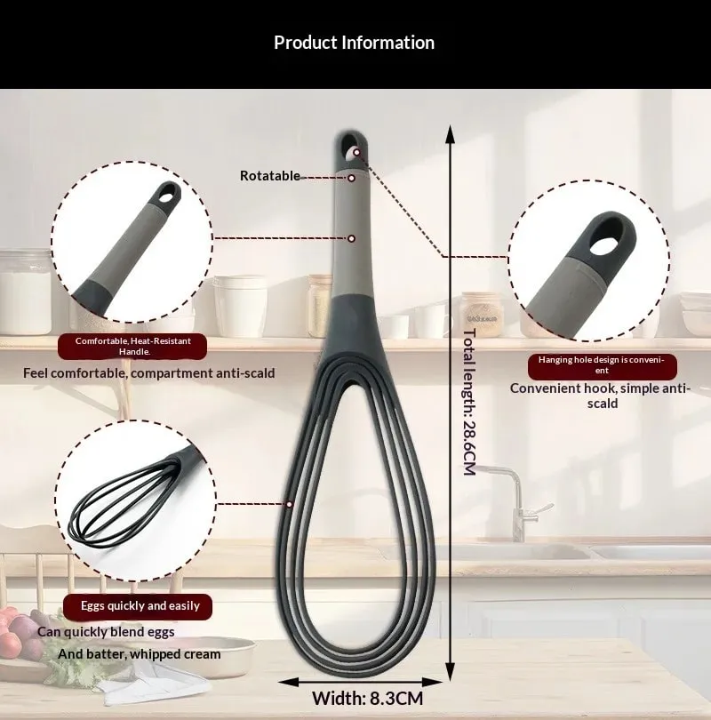 Plastic Dual Use Rotary Egg Beater Foldable Manual Whisk 2 in 1 Multifunctional Kitchen Tool for Beating Eggs and Kneading Dough — image 8