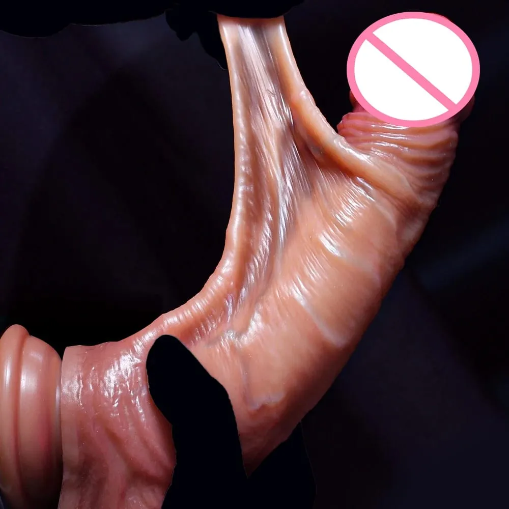 Realistic Dildo Sliding Foreskin Big Penis Suction Cup Dildos Female Masturbator Fake Dick Adult Anal Sex Toys for Women Men Gay — image 3