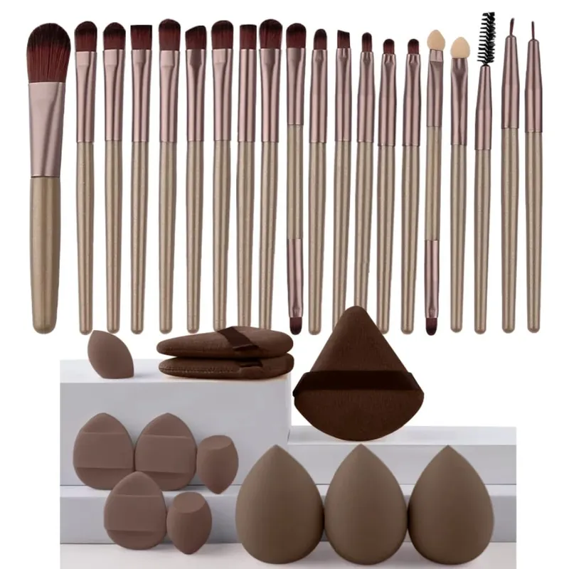 20pcs Makeup Brush Set Soft Fluffy Cosmetic Foundation Powder Eyeshadow Kabuki Blending Make Up Brush Beauty Tool Makeup Sponge