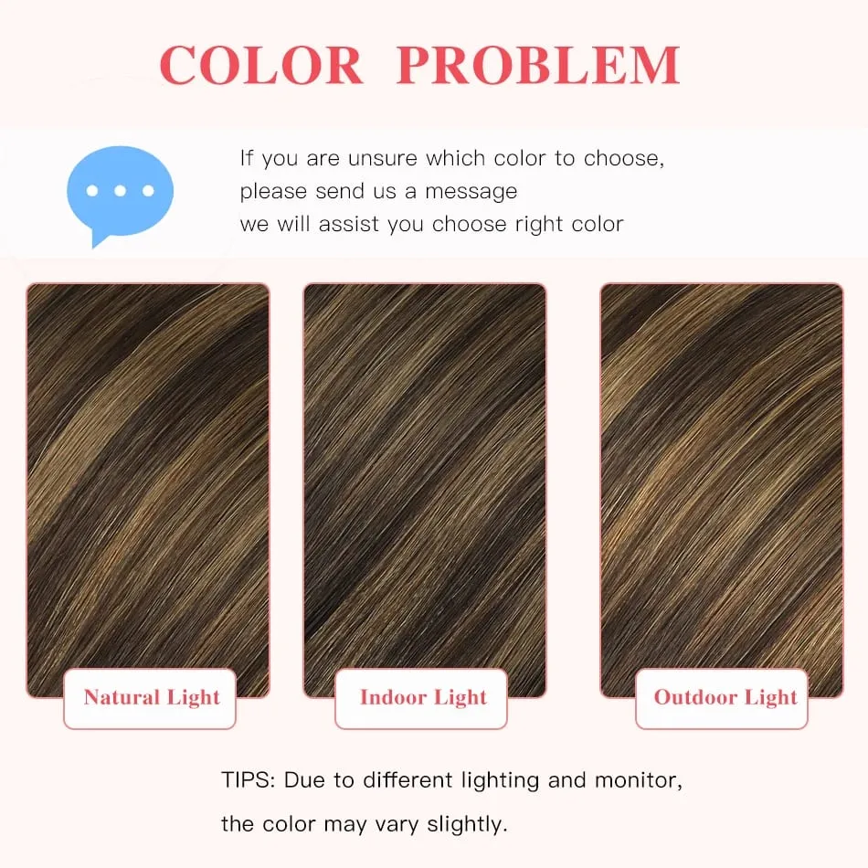 Natural Hair Tape in Extensions 100% Remy Human Hair Extensions Straight Balayage Brown Seamless Glue On Hair For Woman 20pcs