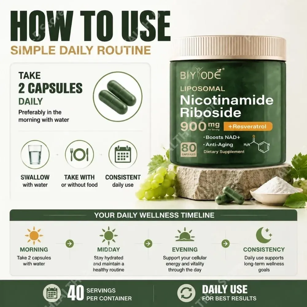 Liposomal Nicotinamide Riboside Capsules with NAD+ Boost and Quercetin Phytosome and Trans-Resveratrol 80 Capsules — image 5