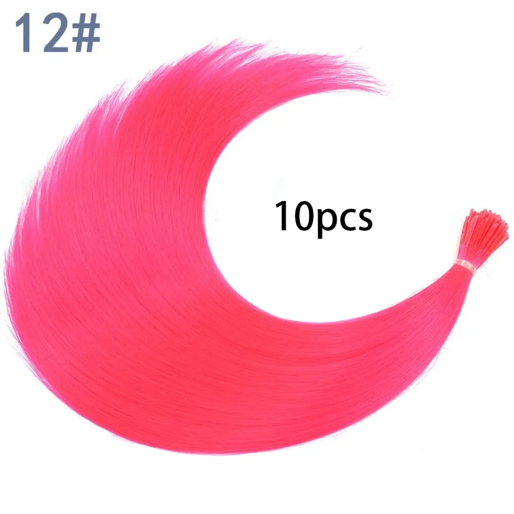Estensioni per capelli sintetici colorati con punta I, capelli lisci, 16 pollici, per donne, ad alta temperatura, 10 fili/confezione di colori — image 20