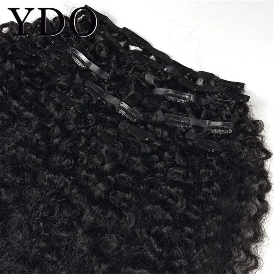 Kinky Curly Seamless Clip Ins Human Hair PU Clip In Hair Extensions For Black Women Afro Deep Curly Clip In Hair Extensions — image 3