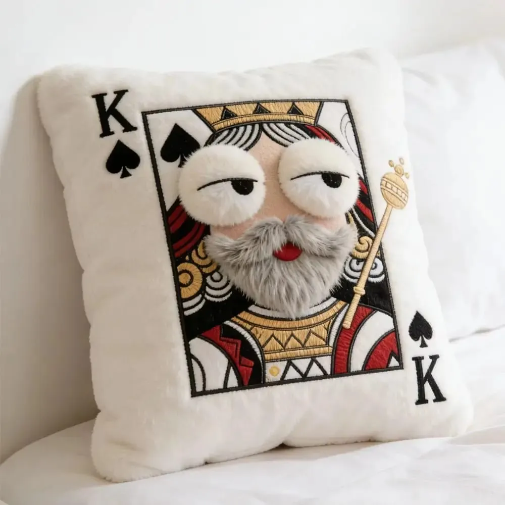 Patchwork Style Poker Card Cushion 3D Big Eyes High-Value Design Embroidered Pillow Card Game Theme Patchwork Pillow Gift Giving — image 6