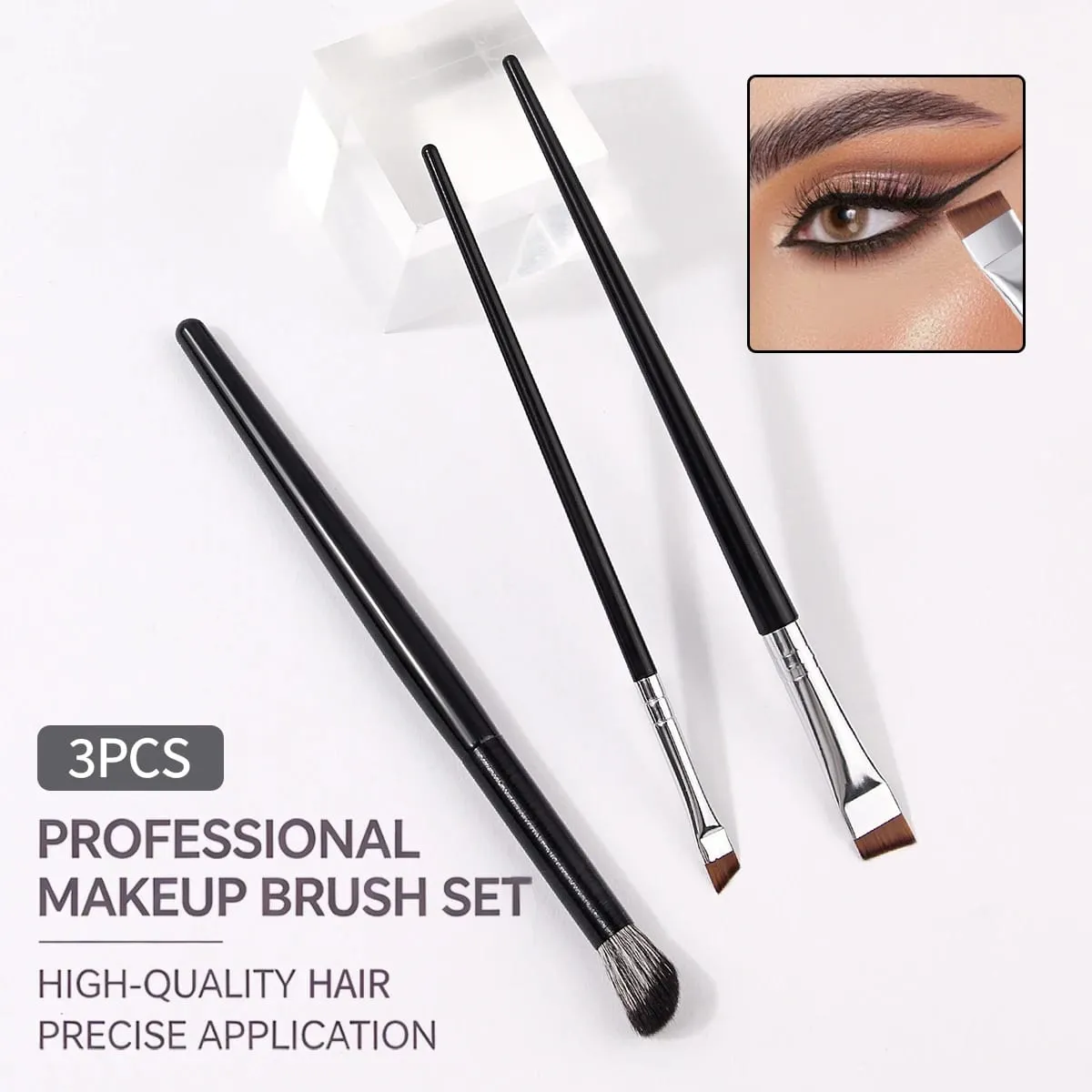 3Pcs Professional Eyebrow Concealer Makeup Brushes Set Soft Synthetic Hair Angled Eye Shadow Blending Brush para sa Eye Makeup Tools — image 3