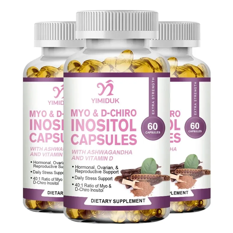 Myo Inosito Capsules & D-Chiro Inositol with Ashwagandha Root & Vitamin D3 Hormone Balance for Women Regulate Menstrual Cycle — image 9