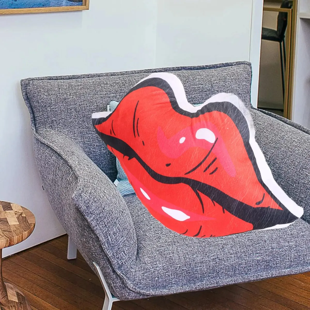 Lip Pillow Double-Sided Digital Print Red Lips Design Soft PP Cotton Comfortable Decorative Throw Pillow Valentines Day Decor — image 3
