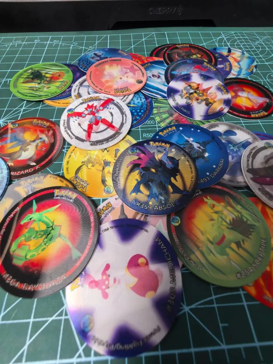 10-90Pcs 3D Flip Pokemon ZA Mega Evolution Tazos Complete Set Lenticular Round Pogs Eco Plastic 4cm Anime Collectible Game Cards