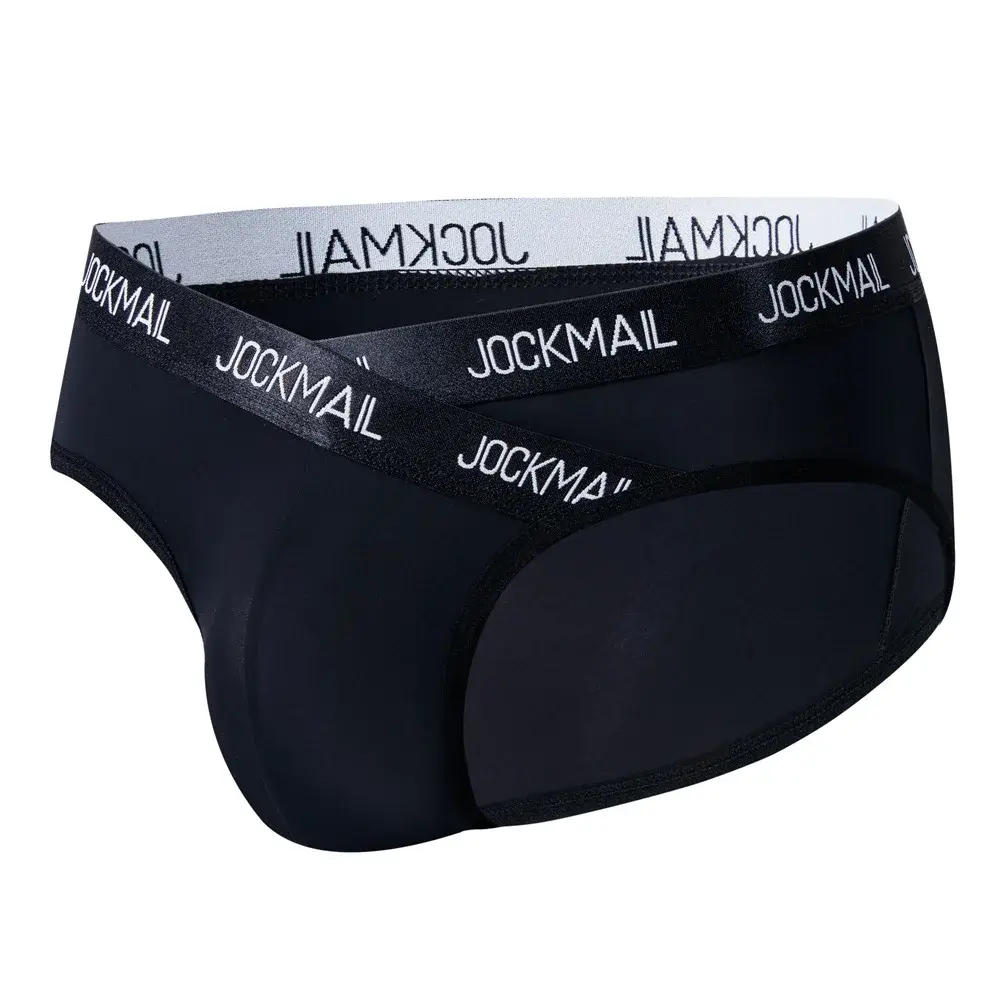 Jockmail Мужское нижнее белье с низкой талией Сексуальные спортивные дышащие летние трусы из ледяного шелка Большая сумка Нейлоновые однотонные мужские трусики — image 26