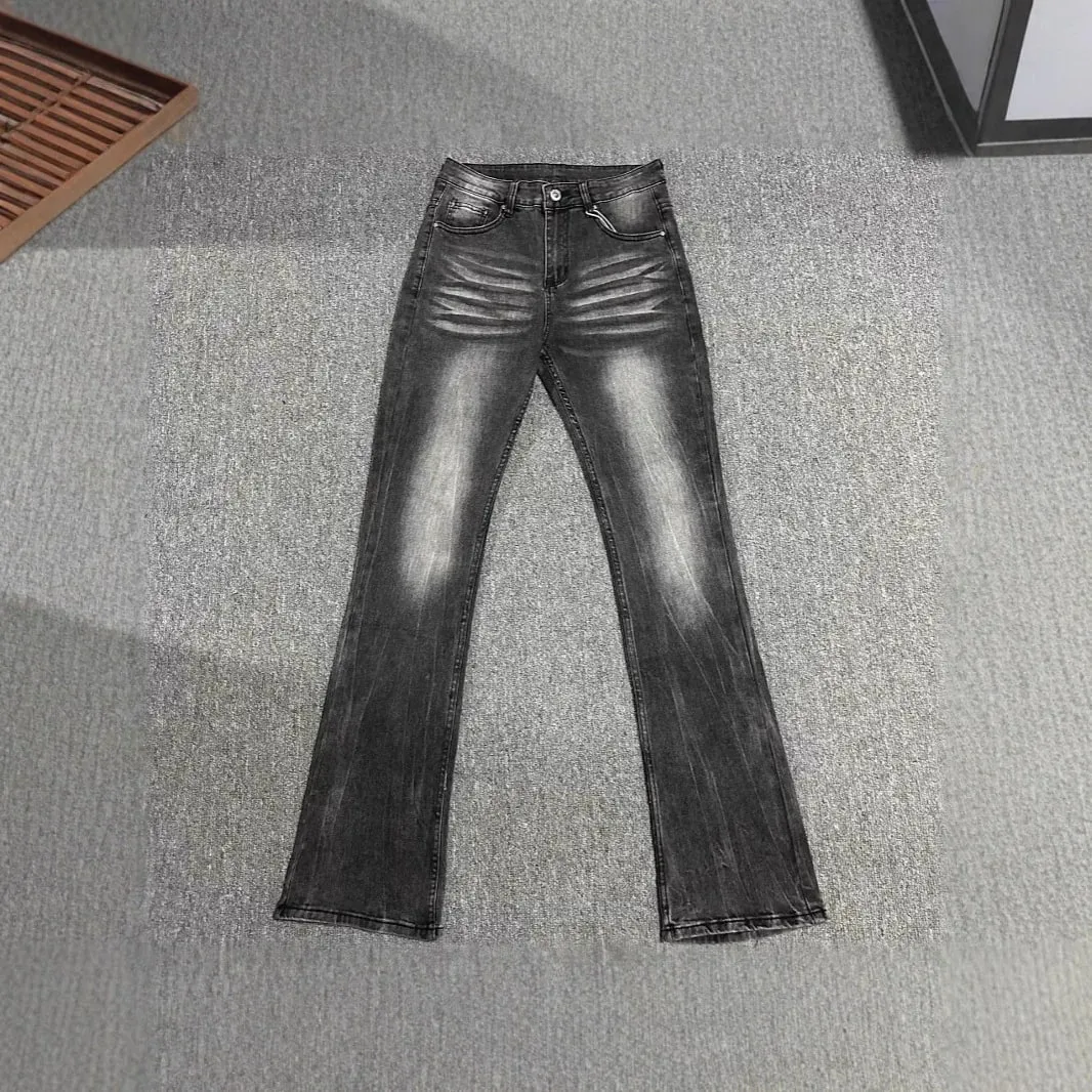 Men's Boot Cut Denim Jeans Gray Black High-Quality Cotton Pants Classic Slim Stretch Flared Trousers — image 5