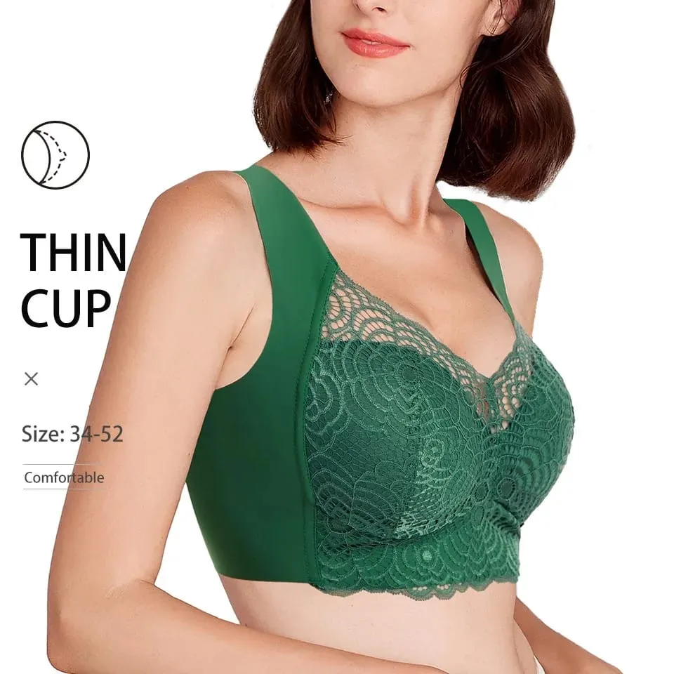 Sexy Plus Size Underwear Seamless Lace Bras Top Wireless Thin Cup Brassierer Sleep Vest Lingerie C D Cup — image 2