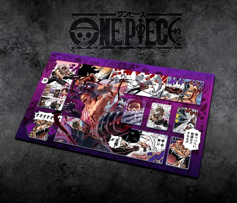 60*35cm Anime One Piece OPCG GAME Card Siri Komik PlayMat Empat Maharaja Baharu Mengajar Shankusu Buggy Luffy Mainan Koleksi Helikopter — image 17
