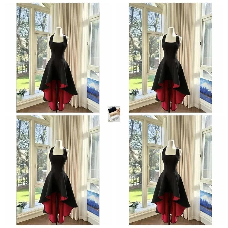 France Elegant Black Patchwork Long Strap Dress Sleeveless Party Style Women Gentle Y2k Vintage Bodycon Spring Summer 2026 — image 6