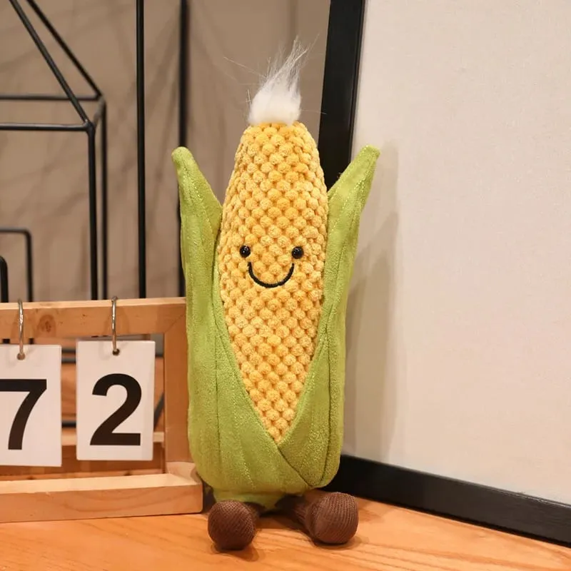 Stuffed Humanoid Vegetable Plush Pillow Smiling Corn Carrot Asparagus Doll with Legs Decor Prop Gift — image 1