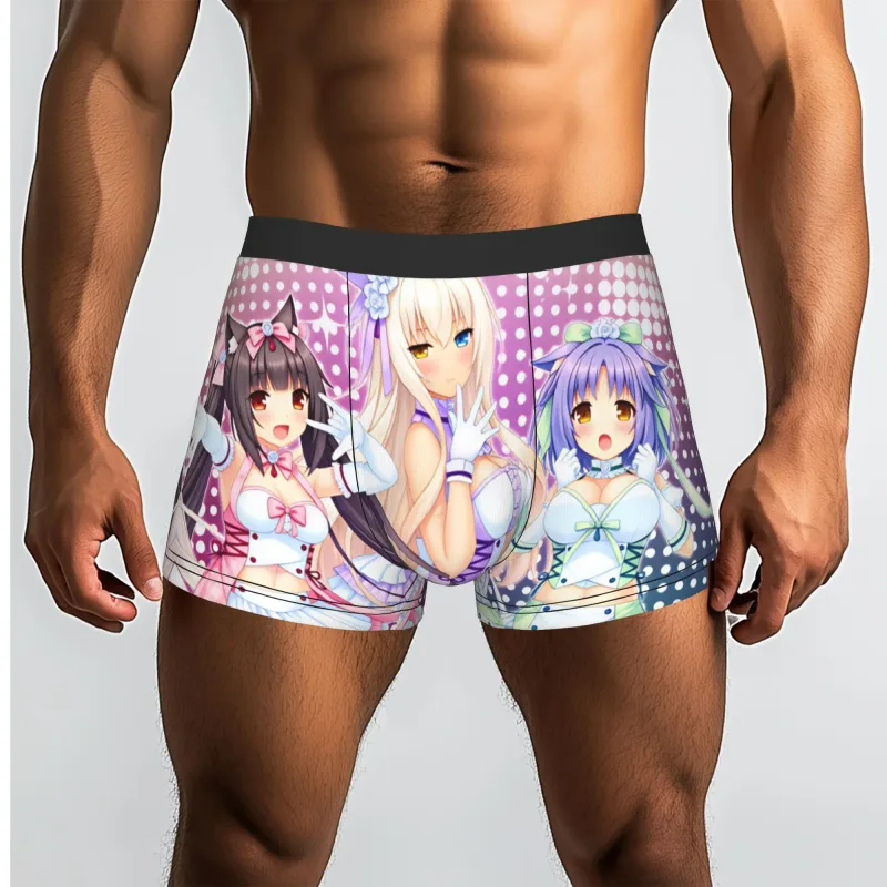 أنيمي N-Nekopara الشوكولاته الفانيليا الملابس الداخلية الرجال المطبوعة لعبة سراويل داخلية للرجال السراويل سراويل داخلية لينة