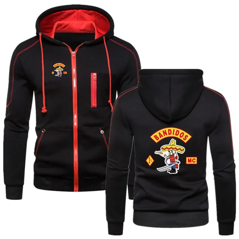 MC Bandidos Spring Autumn Fashion Men's Casual Hoodies Pullovers Sweatshirts Men's Solid Color Hooded Drawstring Coat — image 1