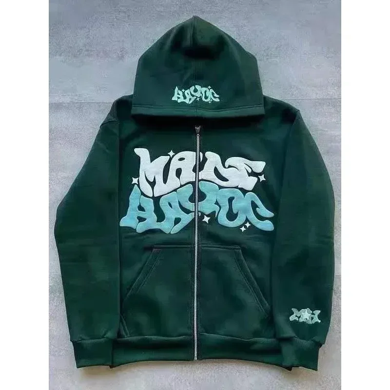2026 European and American Fashion Fleece Print Zippered Hooded Sweatshirt for Men and Women Casual Multi-Functional Sports Top — image 7
