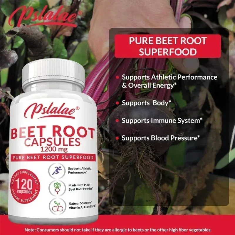 Beetroot Capsules - Helps Relieve Fatigue Promotes Heart and Cardiovascular Health Improves Human Immunity Non-GMO — image 3