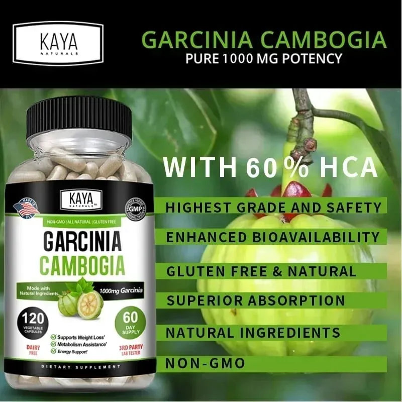 Garcinia Cambogia Extract Capsules 1000 Mg Appetite Suppressant for Men and Women Metabolism Energy Colon Cleansing — image 6