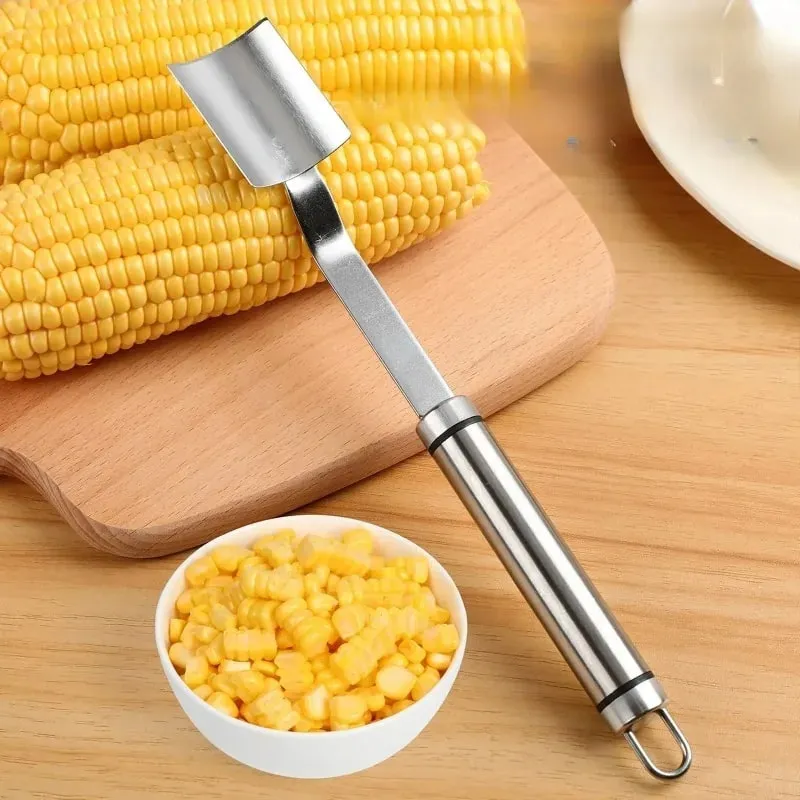 Pengupas Jagung Baja Tahan Karat Pengupas Jagung Bergerigi Pemotong Perontok Tongkol Jagung Gadget Dapur Buah dan Sayuran — image 5