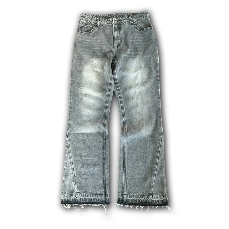 American Retro Y2K Dollar Embroidered Flared Jeans Simple Trendy Loose Wide-Leg Washed Jeans for Men and Women 2025 New