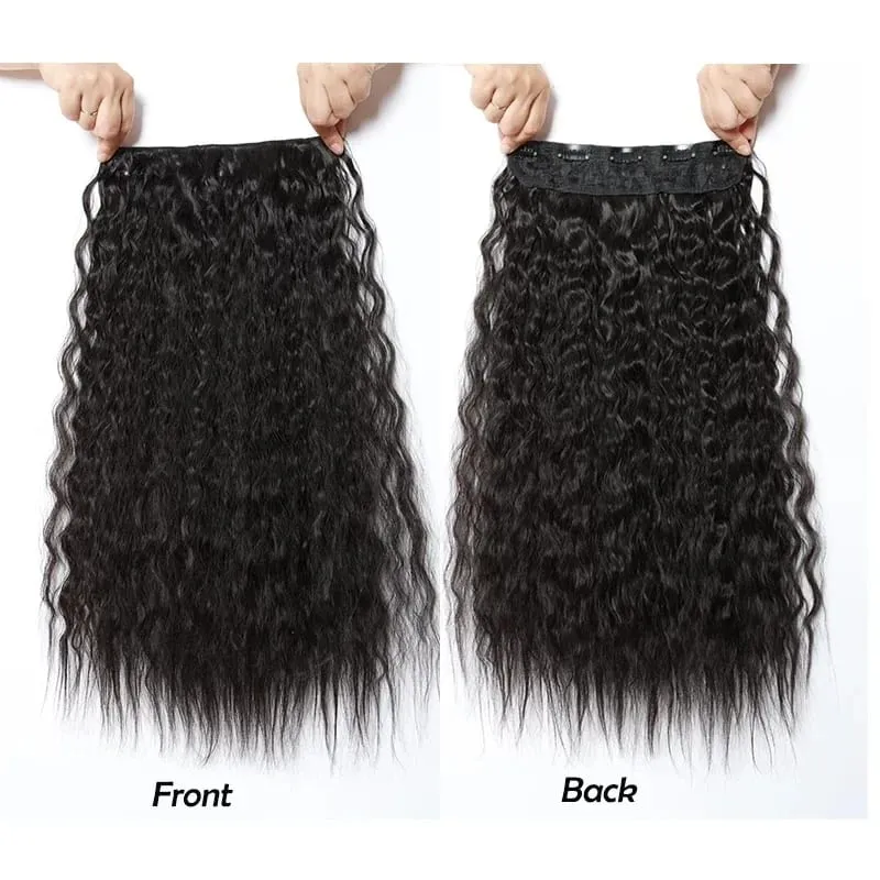 24Inch Synthetic Long Kinky Curly Hair High Temperature Corn Wave Hair Extension Clip in Fiber Hairpieces for Women — image 5