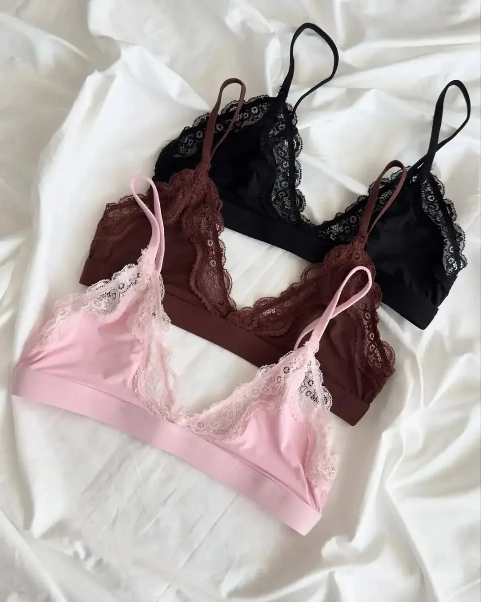 Cute Lace Bra Solid Set Women Free Combination Adjustable-strap Bras+Low Waist Panties Chic Simple High Elasticity Lingerie Sets