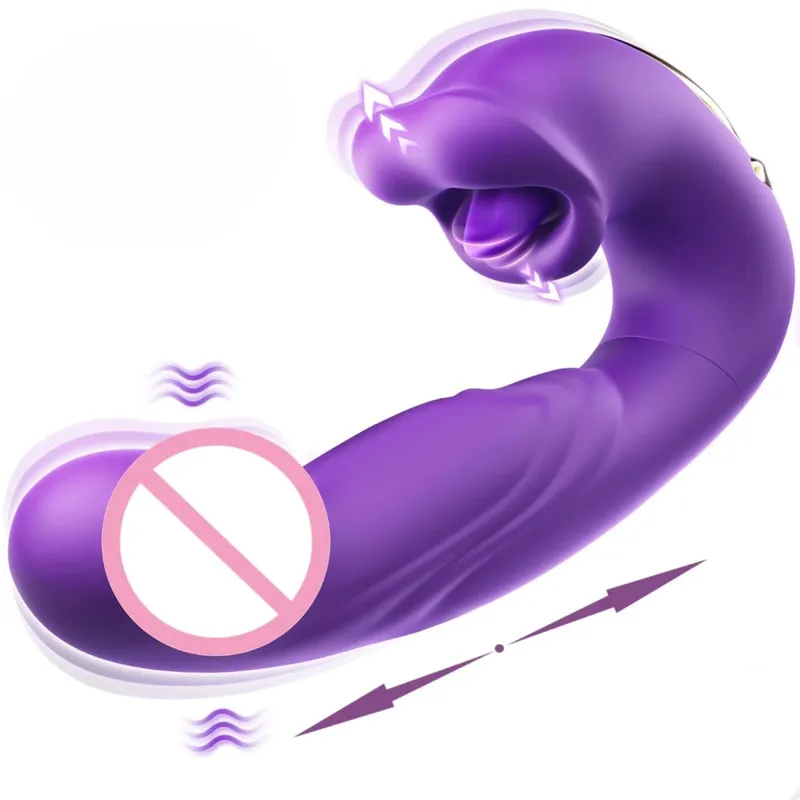 3 in 1 Telescopic Flapping Tongue Licking Dildo Female Clitoris Stimulator Finger Flapping Vaginal Massager Masturbator Sex Toy — image 7