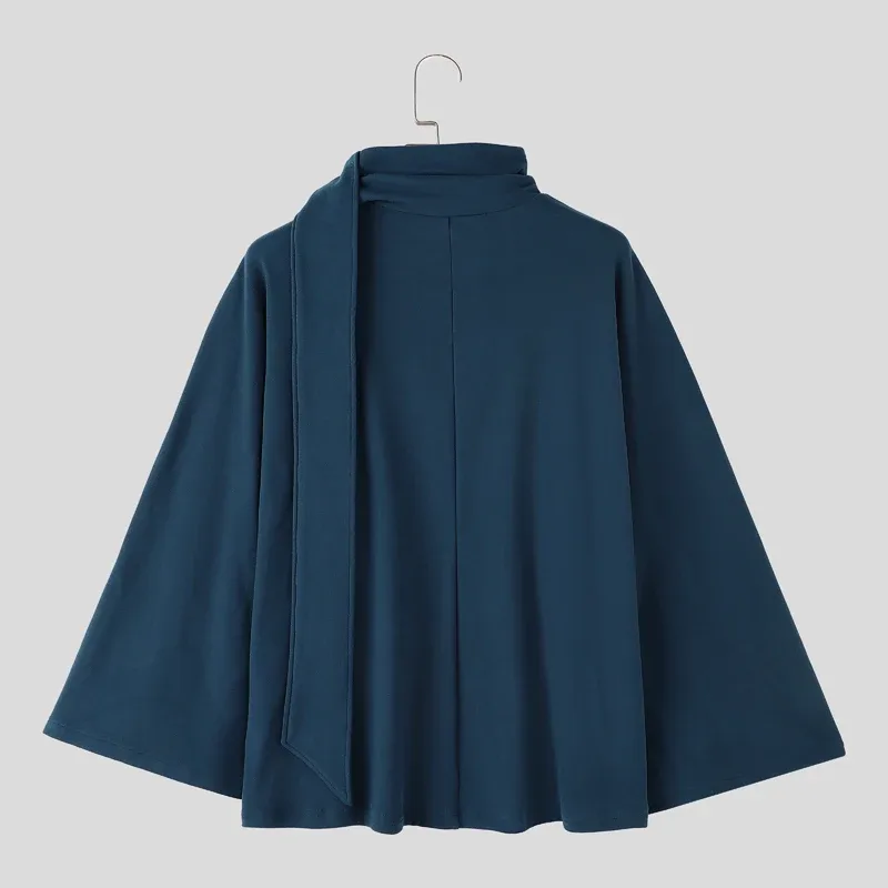 Men's Sweatshirts Solid Cloak Cape For Man Long Sleeve Scarf Collar Streetwear Autumn Winter Fashion Ponchos Hoodies — image 10