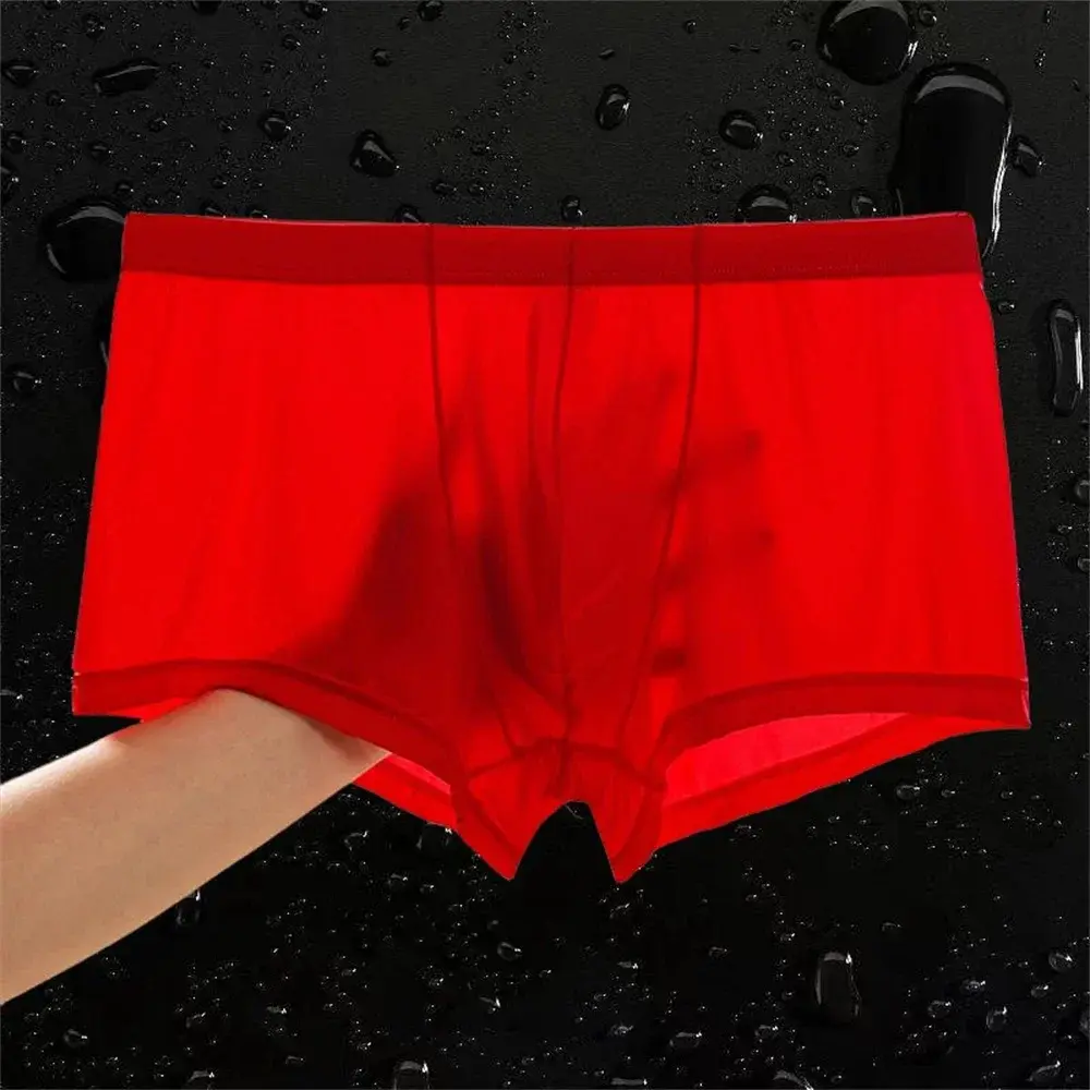 Transparente Boxer Männer Eis Seide Schnell Trocknend Männliche Badehose Sommer Nahtlose Unterwäsche Ultra-dünne Plus Größe Shorts