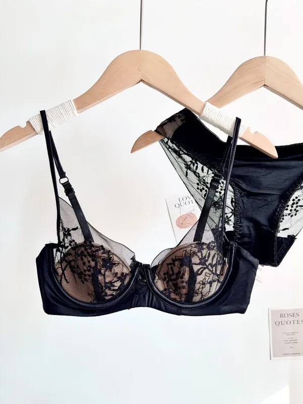 Women Red Sexy Lace Bra Set Push Up Soft Underwire Thin Lingerie Comfortable Support for Small Bust Female Underwear Suit S-XL — image 8