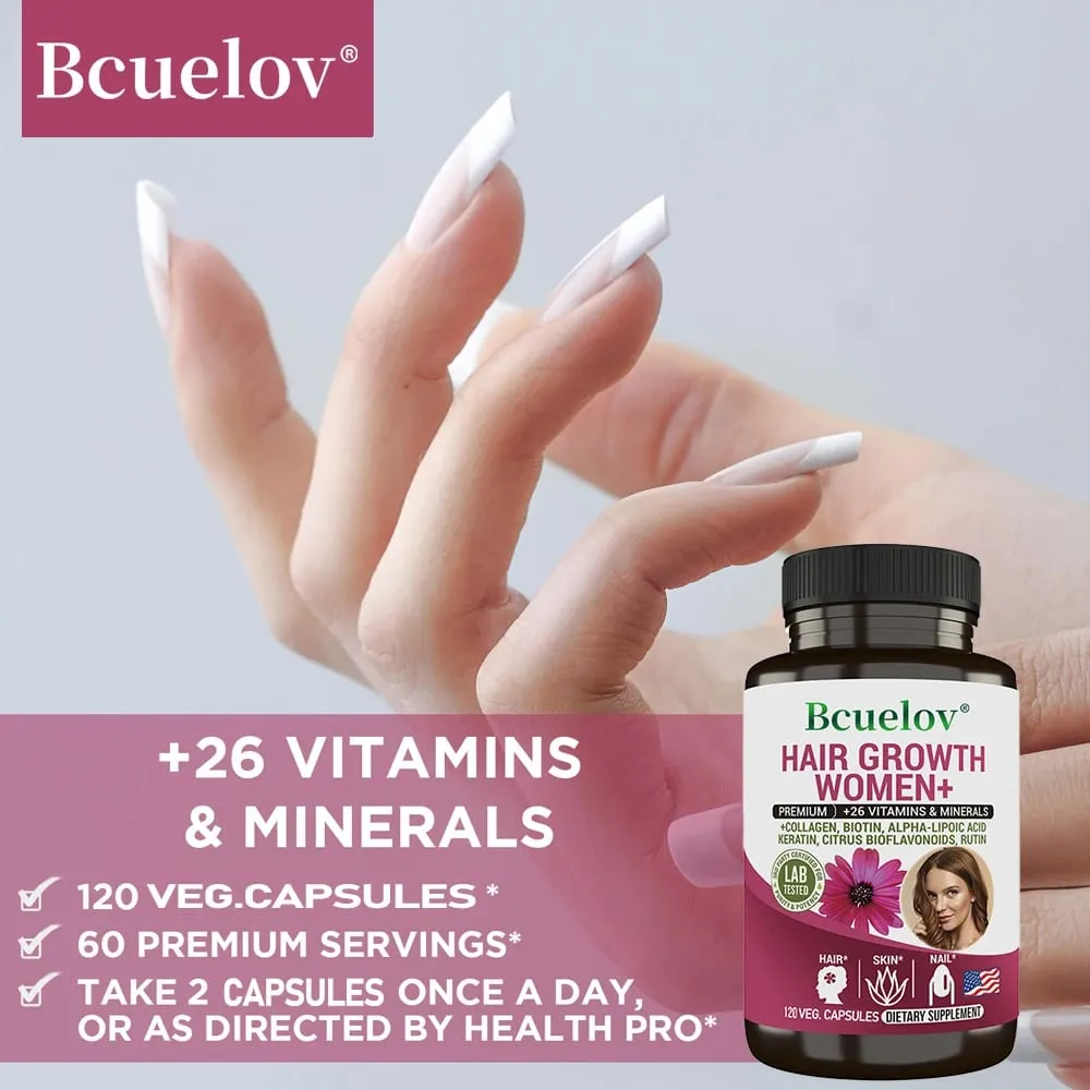 Women Hair Growth Supplement Capsules with Multivitamins Collagen and Biotin for Thicker Fuller Hair Nails and Skin Health — image 5